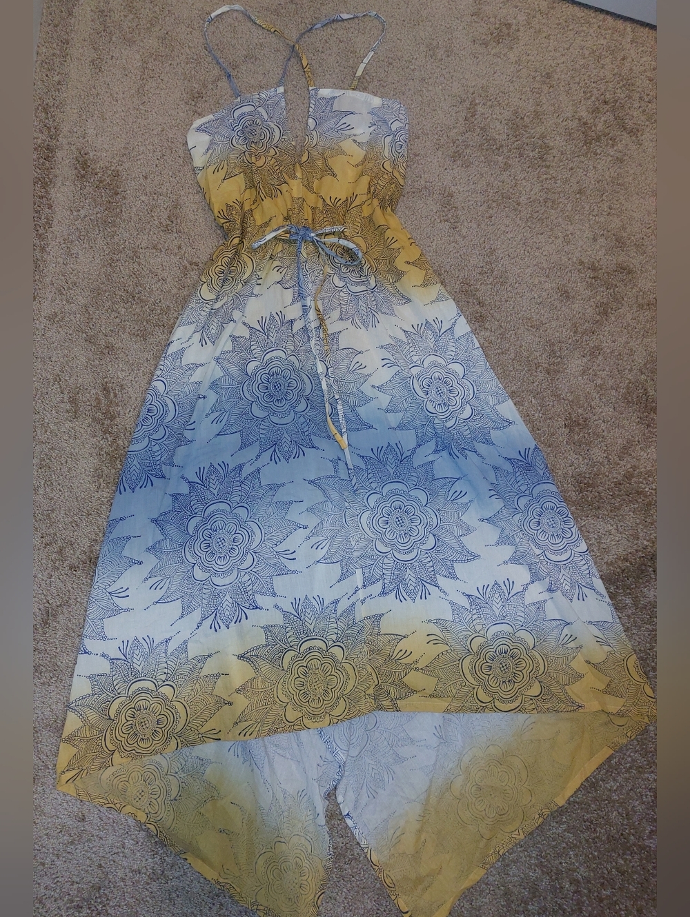 " Roberta & Freymann" Floral Sundress in Yellow & Blue Size: S